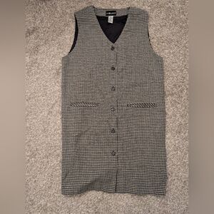 Sag Harbor Vintage Black and White Houndstooth Midi Button Up Dress Size 12 Wool